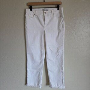 Code Bleu High-Rise Straight Frayed Ankle Jeans White Size Women's 4P Petite